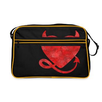 Coeur de diable avec le design de cornes - Sac Retro - noir/or - Devant