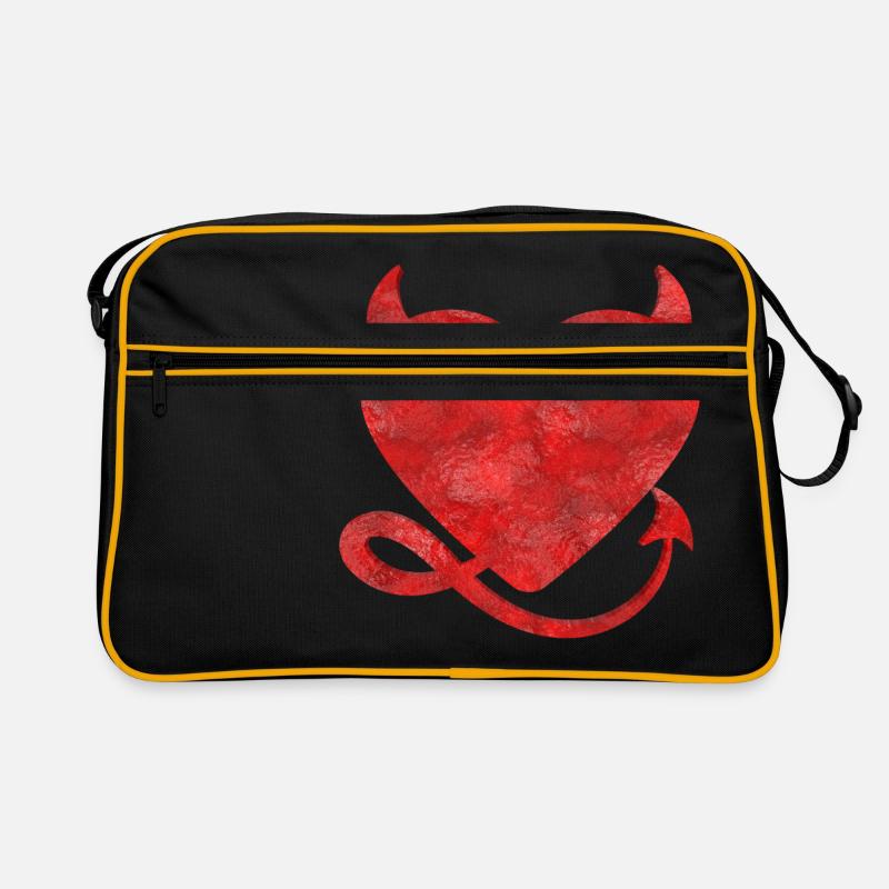 Teufelsherz Herz mit Hörner Design - Retro Tasche - Schwarz/Gold