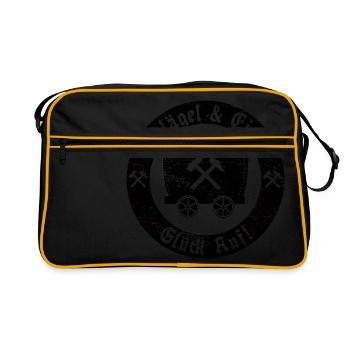 Glück Auf! Logo Schlägel und Eisen vintage - Retro Tasche - Schwarz/Gold - Vorne