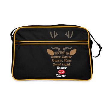 Christmas Santa's Reindeer Their Names Are - Retro Bag - black/gold - Front