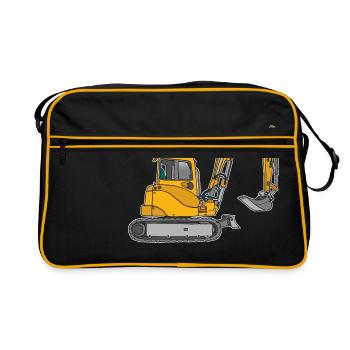 Yellow digger / excavators - Retro Bag - black/gold - Front