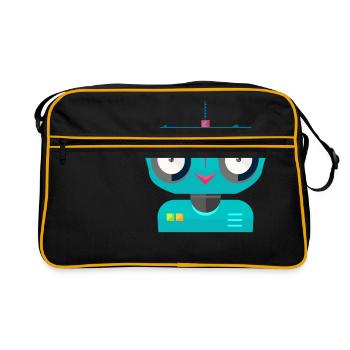 Roboter freundlich Robo Maschine - Retro Tasche - Schwarz/Gold - Vorne
