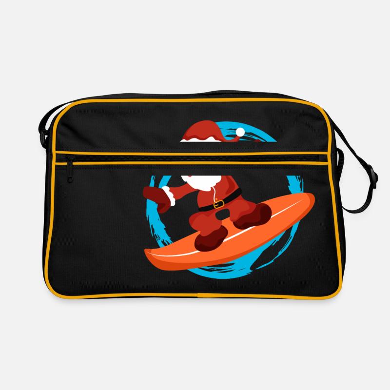 Noël Père Noël Surf - Idée de cadeau - Sac Retro - noir/or