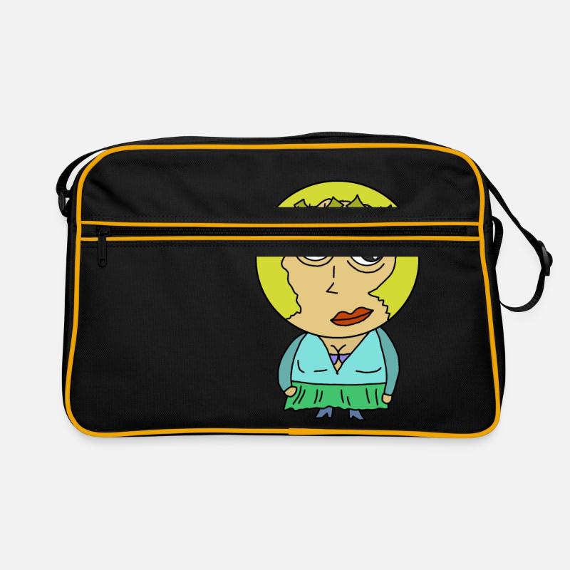 Rundkopf Frau Comicfigur blond Blondine Hübsch wtf Retro Tasche