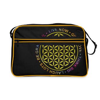 fleur de la vie - des règles de vie - Sac Retro - noir/or - Devant