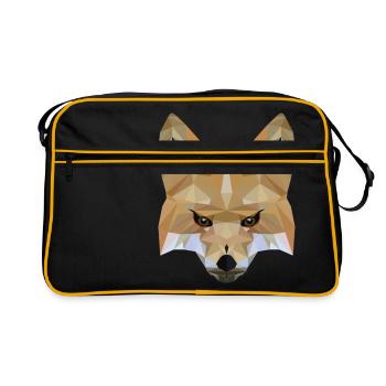 Low Poly Art Fox - Idée cadeau - Sac Retro - noir/or - Devant