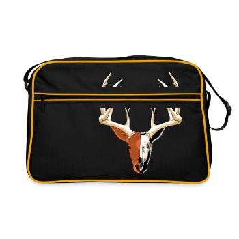 Deer head with skull fade - Retro Bag - black/gold - Front