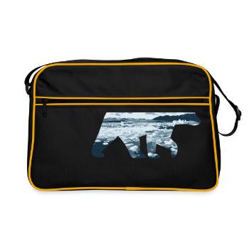 Doppelbelichtung Tiere - Eisbär Eisberg - Geschenk - Retro Tasche - Schwarz/Gold - Vorne