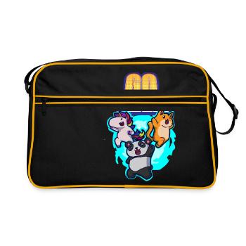 Licorne Panda Chat Motivation Portail - Sac Retro - noir/or - Devant