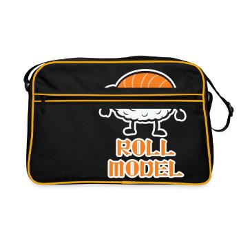 Roll Model lustiger Sushi - Retro Tasche - Schwarz/Gold - Vorne