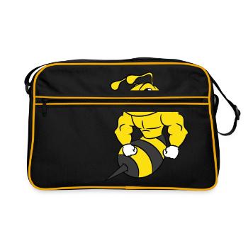 Une illustration mignonne et unique d’une abeille - Sac Retro - noir/or - Devant
