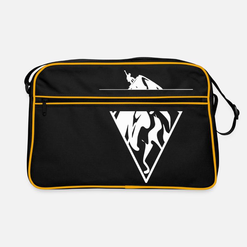 Snowboarder auf einem Berg - Retro Tasche - Schwarz/Gold