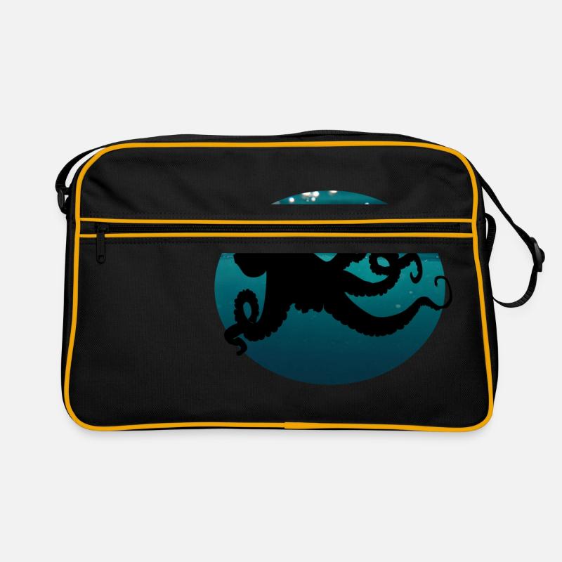Tentakel Oktopus - Retro Tasche - Schwarz/Gold
