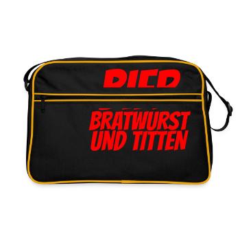BEER BRATWURST AND TITS - Retro Bag - black/gold - Front