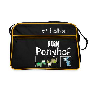 schwäbisch dialekt - s leba isch koin Ponyhof - Retro Tasche - Schwarz/Gold - Vorne