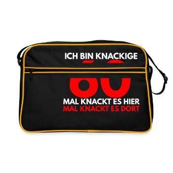 Ich bin knackige 60 mal knackt es hier mal knackt - Retro Tasche - Schwarz/Gold - Vorne