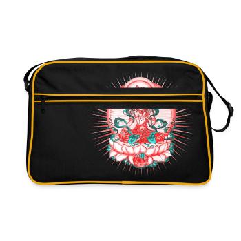 Tara - Bouddhisme Tibet, Lotus, Méditation, Yoga, Om - Sac Retro - noir/or - Devant