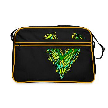 V like Vegan, végétalien, végétarien, green power - Sac Retro - noir/or - Devant