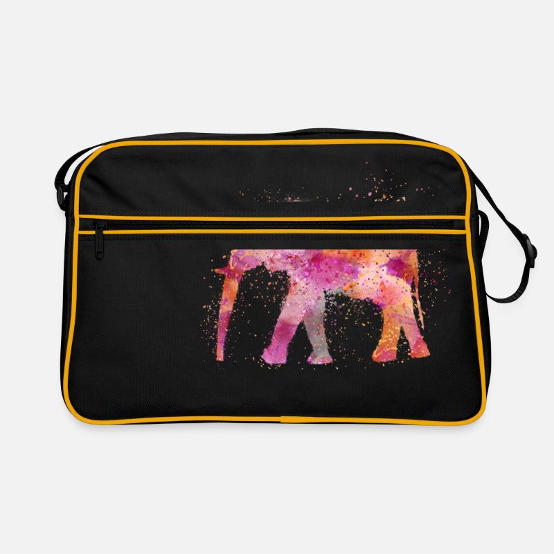 Elefant - Retro Tasche - Schwarz/Gold
