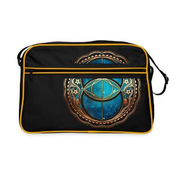 Vesica Piscis, Chalice Well, Avalon, Galaxy, Space - Sac Retro - noir/or - Devant