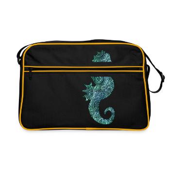 Seepferd - Retro Tasche - Schwarz/Gold - Vorne