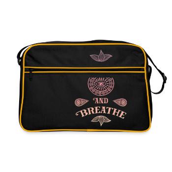 Keep Calm and Breathe Yoga - Retro Tasche - Schwarz/Gold - Vorne