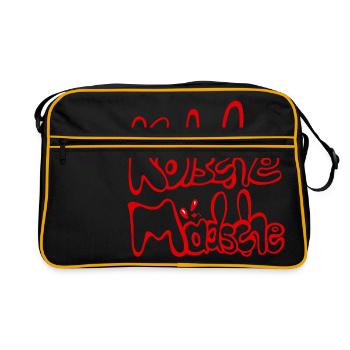 Kölsche Mädsche Kölner Mädchen Kölsch Mundart - Retro Tasche - Schwarz/Gold - Vorne
