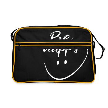 Soyez heureux avec le sourire dessiné à la main - Sac Retro - noir/or - Devant