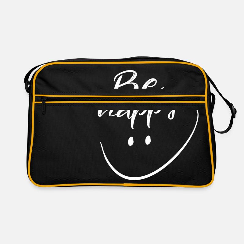Sei glücklich mit Hand gezeichneten Lächeln Retro Tasche