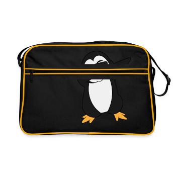 "Dabbing Penguin" Un pingouin illustré mignon - Sac Retro - noir/or - Devant
