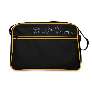 Poche persan mignon félin sauvage Meow animaux de - Sac Retro - noir/or - Devant