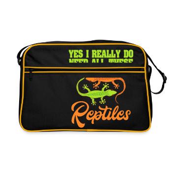 Mignon lézard vert animal lézard reptile "oui - Sac Retro - noir/or - Devant