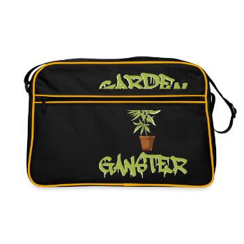 Marihuana Cannabis Weed Rauch Hanf Design Garten - Retro Tasche - Schwarz/Gold - Vorne