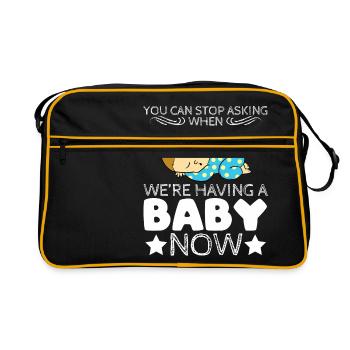 Title of tee-shirt de parentalité grossesse: - Sac Retro - noir/or - Devant