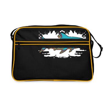 Colorful Heart For Shark Fans Here's A Shark - Retro Bag - black/gold - Front