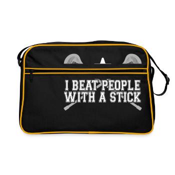 Je bat les gens avec un bâton "T-shirt de sport - Sac Retro - noir/or - Devant