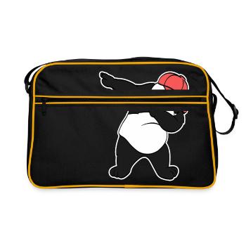 Niedlicher Panda Swagger Dabbing Dab Tee für Tier - Retro Tasche - Schwarz/Gold - Vorne