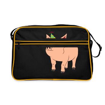 Célébration fête cochon rose fermier Oink ferme - Sac Retro - noir/or - Devant