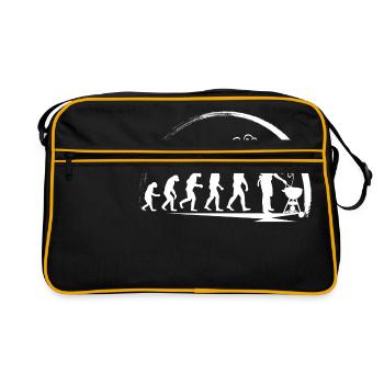 Evolution Grillfather Einzigartiges Grillshirt - Retro Tasche - Schwarz/Gold - Vorne