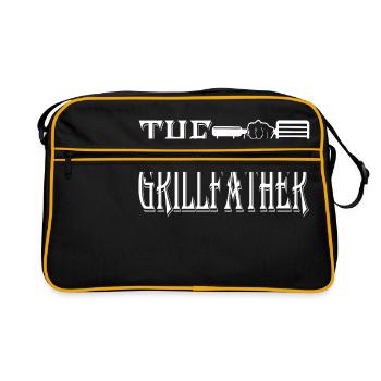 Das Grillfather Unique Grillshirt T-Shirt - Retro Tasche - Schwarz/Gold - Vorne