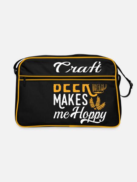 Craft Beer macht mich glücklich Tee für Alkoholiker - Retro Tasche - Schwarz/Gold - Vorne