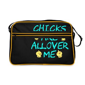 Adult Shirt For A Sexy You Saying "Chicks Are all - Retro Bag - black/gold - Front
