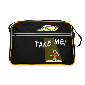 Take Me Human Sky Universe T-shirt Design Aliens - Sac Retro - noir/or - Devant
