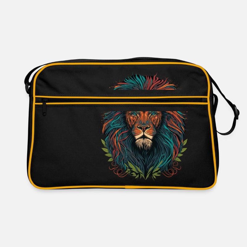 Löwenmähne - Retro Tasche - Schwarz/Gold