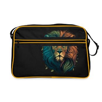 Löwe im Dschungel - Retro Tasche - Schwarz/Gold - Vorne