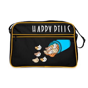 Pocket Persian Cute Feline Feral Meow Pet Animals - Retro Tasche - Schwarz/Gold - Vorne