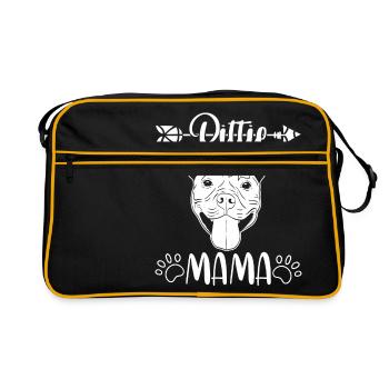 Tierkrallen Hundedesign für Pfotenbesitzer Pittie - Retro Tasche - Schwarz/Gold - Vorne