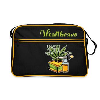Green Cannabis Shirt For High People "Healthcare" - Retro Bag - black/gold - Front