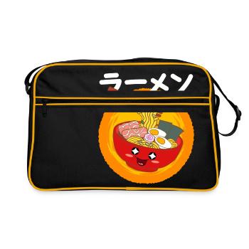 Ramen Eating Noodles Out Of A Ramen Bowl T-shirt - Retro Bag - black/gold - Front