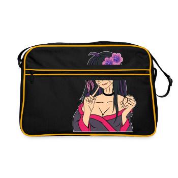 Anime Lover Shirt For Kawaii Fans "Senpai' - Retro Bag - black/gold - Front
